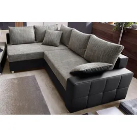 Collection AB "Parma L-Form, B: 224 cm", schwarz (schwarz, grau), B:224cm H:84cm T:161cm, Kunstleder SOFTLUX / Struktur (80% Polyester; 20% Polyacryl);Microfaser PRIMABELLE (100% Polyester);Zierkissen: Jeweils analog des Korpusbezugs (Wendekissen,