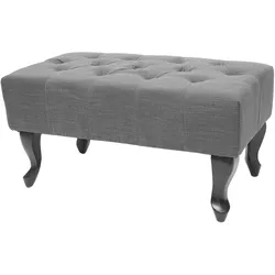 Ottomane Chesterfield Oxford, Sitzhocker Fußablage Hocker, wasserabweisend Stoff/Textil 39x77x47cm ~ dunkelgrau
