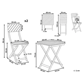 Beliani Balkon Set 3-tlg. Dunkelbraun