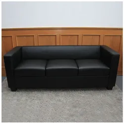 3er Sofa Lille, Kunstleder ~ schwarz