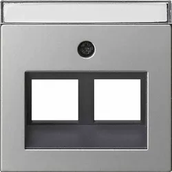 Gira System 55 Zentralplatte, Modular-Jack, 2f, edelstahl, Befestigung mit Schraube, ohne Beschriftungsfeld, 2640600