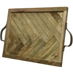 Tablett Holz natur Kerzentablett Serviertablett rechteckig Mangoholz Deko 54cm