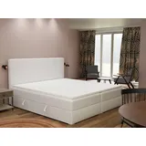 FEDVE Boxspringbett Schlafzimmerbett JUKON mit 2 Bettkästen, Doppelbett mit Bonell-Matratze und Topper 180x200 - Weiß