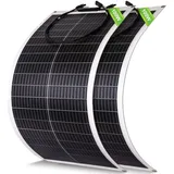 Eco-worthy - 2x 100W 12V Solarpanel Flexibel Monokristallines Solarmodul mit Ladekabel für Wohnmobil Auto Boot 12V Batterien Camper und