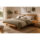 Home Affaire Massivholzbett HOME AFFAIRE "Ultima Balkenbett Doppelbett, Füße mit Kufenform", braun (wildeiche), B:198cm L:228cm, Betten, Massivholzbett, Massivholz, Skandinavisches Design, Robust, stabil, FSC zertifiziert