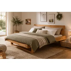 Home Affaire Massivholzbett HOME AFFAIRE "Ultima Balkenbett Doppelbett, Füße mit Kufenform", braun (wildeiche), B:198cm L:228cm, Betten, Massivholzbett, Massivholz, Skandinavisches Design, Robust, stabil, FSC zertifiziert