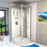 SeniorBad Dampfdusche Duschtempel Sauna Dusche Duschkabine D38-20R2-EC 100x100cm mit 2K Scheiben Versiegelung