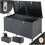 CASARIA Casaria® Gartenbox XXL Polyrattan Wetterfest 625L UV-beständig Griffe Rollen Gasdruckfeder Garten Wintergarten Auflagenbox Kissenbox 150x77cm Schwarz