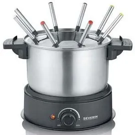 Severin Fondue 1500W 8 Fonduegabeln Edelstahl (gebürstet), Schwarz