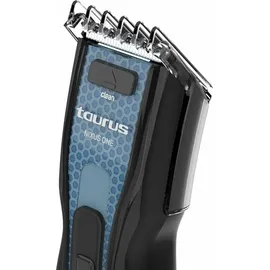 TAURUS Nixus One Haarschneider aus Edelstahl, 7 Schnittstufen, 8000 U/min, Betriebsdauer 60 Min, kabellos, Safe-Cut-System, Click- & Clean-Kopf, Zubehör im Lieferumfang enthalten