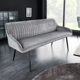 Riess-Ambiente Sitzbank Turin 160cm silbergrau Samt schwarz Metall Armlehne Polsterbank Bank - Grau
