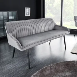 Riess-Ambiente Sitzbank Turin 160cm silbergrau Samt schwarz Metall Armlehne Polsterbank Bank - Grau