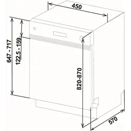 Sharp QW-HS12S47EW-DE Einbau-Geschirrspüler (teilintegrierbar, 448 mm breit, Weiß)