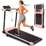 ZMH Laufband Zuhause Walking Pad 14 km/h Laufbander Schreibtisch Klappbar LED Anzeige Tasten zur Herzfrequenzmessung Treadmill mit Steigung rosa - Rosa
