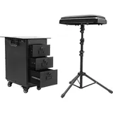 DunleyMin Kosmetikkoffer Trolley Tattoo Koffer mit Armlehnenständer, Kosmetik Trolley Tattoo Tisch Beauty Stand Kosmetikkoffer Friseurkoffer Make up Koffer (Acrylic)