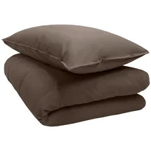 schlafgut Premium Knitted Jersey Uni Braun 135 x 200 cm + 40 x 80 cm