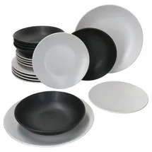 Mambocat Nero Bianco Speiseteller 18-tlg. 6 Personen Weiß/Schwarz