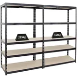 Proregal Schwerlastregal Metall 200x120x60 cm schwarz 5-Ebenen