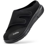 FitVille Diabetiker Schuhe Herren Extra Weit Easy Top Regenerations Diabetikerslipper mit Klettverschuß Orthopädische Hausschuhe für breite Füße Schwarz 48 EU X-Weit - 48 EU X-Weit