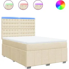vidaXL Boxspringbett mit Matratze Creme 160x200 cm Stoff