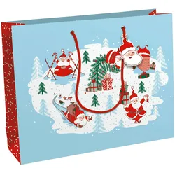 Clairefontaine 6x kleiner Weihnachtsmann, Excellia, Geschenktasche Shopping 37,3x11,8x27,5 cm - Blau X-32787-6C