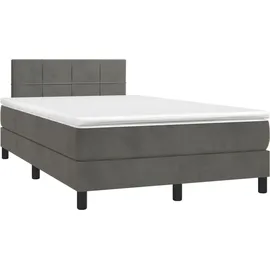 vidaXL Boxspringbett mit Matratze & LED Dunkelgrau 120x200 cm Samt