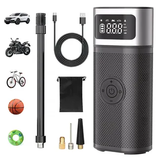 OneAmg Elektrische Luftpumpe 12V 5200 mAh Tragbare Akku Kompressor Fahrradpumpe Elektrisch 150PSI Luftpumpe Auto mit LCD-Bildschirm und LED-Licht für Fahrräder,Motorräder, Autos,USB-Powerbank