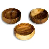 levandeo 3er Set Snackschale Holz Akazie 10x3cm Rund Schale Obstschale Dekoschale Deko Tischdeko Akazienholz Holzdeko Aufbewahrung Ordnung