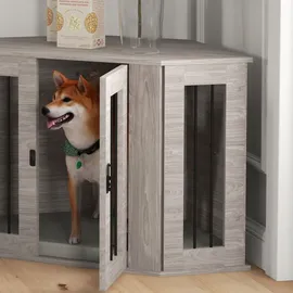 PawHut Hundehütte mit Kissen 104 x 55 x 63 cm Stahl Walnuss