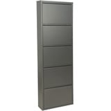 DRW Schuhschrank mit 5 Schubladen aus Metall in Dunkelgrau 50 x 15 x 170 cm, Metallic, estandar