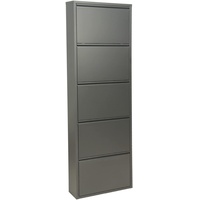 DRW Schuhschrank mit 5 Schubladen aus Metall in Dunkelgrau 50 x 15 x 170 cm, Metallic, estandar