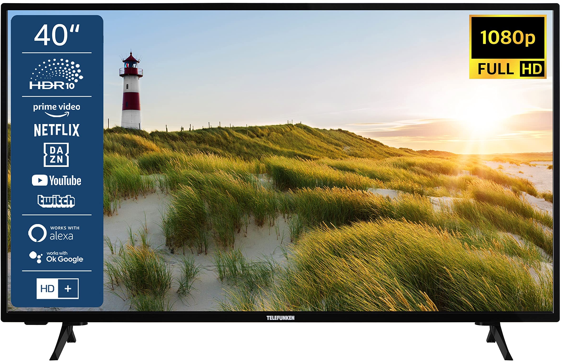TELEFUNKEN XF40SN550S 40 Zoll Fernseher/Smart TV (Full HD, HDR, Triple-Tuner) - Inkl. 6 Monate HD+ [2023], Schwarz