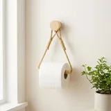 Toilettenpapierhalter Ohne Bohren, Holz & Seil Klopapierhalter Selbstklebend, Vintage Klorollenhalter Ohne Bohren, Toilettenpapierhalter Holz WC Papier Halterung Für WC Badezimmer Bad Boho Dekoration
