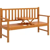 Gartenbank Holzbank Outdoor-bank, Ausklappbarer Tisch, Wetterbeständig, Massivholz, 153 Cm X 56 Cm X 91 Cm,  Hellbraun