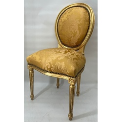 Casa Padrino Barock Esszimmer Stuhl Medaillon Gold Muster / Gold - Handgefertigter Massivholz Antik Stil Küchen Stuhl mit Muster - Esszimmer Möbel im Barockstil - Barock Möbel
