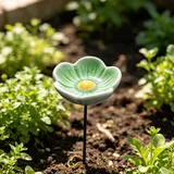 Blüten Bienentränke Keramik Für Den Garten, Insektentränke Keramik, Bienenbar Wassertränke Mit Gartenstecker, Klein Vogeltränke Stehend Blumes, Dekorative Fütterschale Für Bienens, Schmetterling(grün)