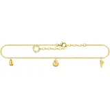 Thomas Sabo Fußkette Muscheln Gold, 925er Sterlingsilber mit 750er Gelbgold-Vergoldung, mit 3 Muscheln- Anhängern, Länge: 22-27 cm, AK0037-413-39-L27V