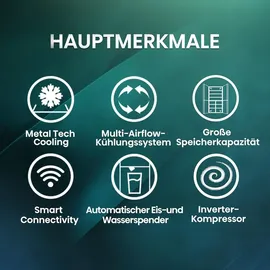 Hisense RS818N4TIC Side-by-Side (632 l, 1795 mm hoch, Edelstahl)