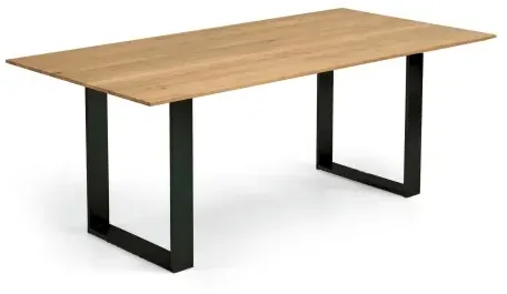 Niehoff Oak Edition Tisch 220x100cm Wildeiche, Kante Trapez, Kufengestell Eisen schwarz
