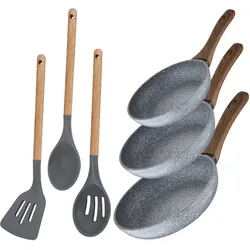 San Ignacio Daimiel - Set mit 3 Bratpfannen 22/26/28cm Induktion mit 3 Küchenutensilien