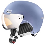 Uvex hlmt 500 visor Skihelm für Damen und Herren - mit Visier - individuelle Größenanpassung - dust blue matt - 55-59 cm