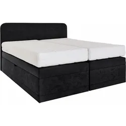 Boxspringbett, wahlweise mit Bettkasten und 2 Matratzenqualitäten, schwarz, , 74748024-0 Microvelours   mit Bettkasten-Kaltschaum-Topper