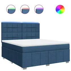 vidaXL Boxspringbett mit Matratze Blau 180x200 cm Stoff