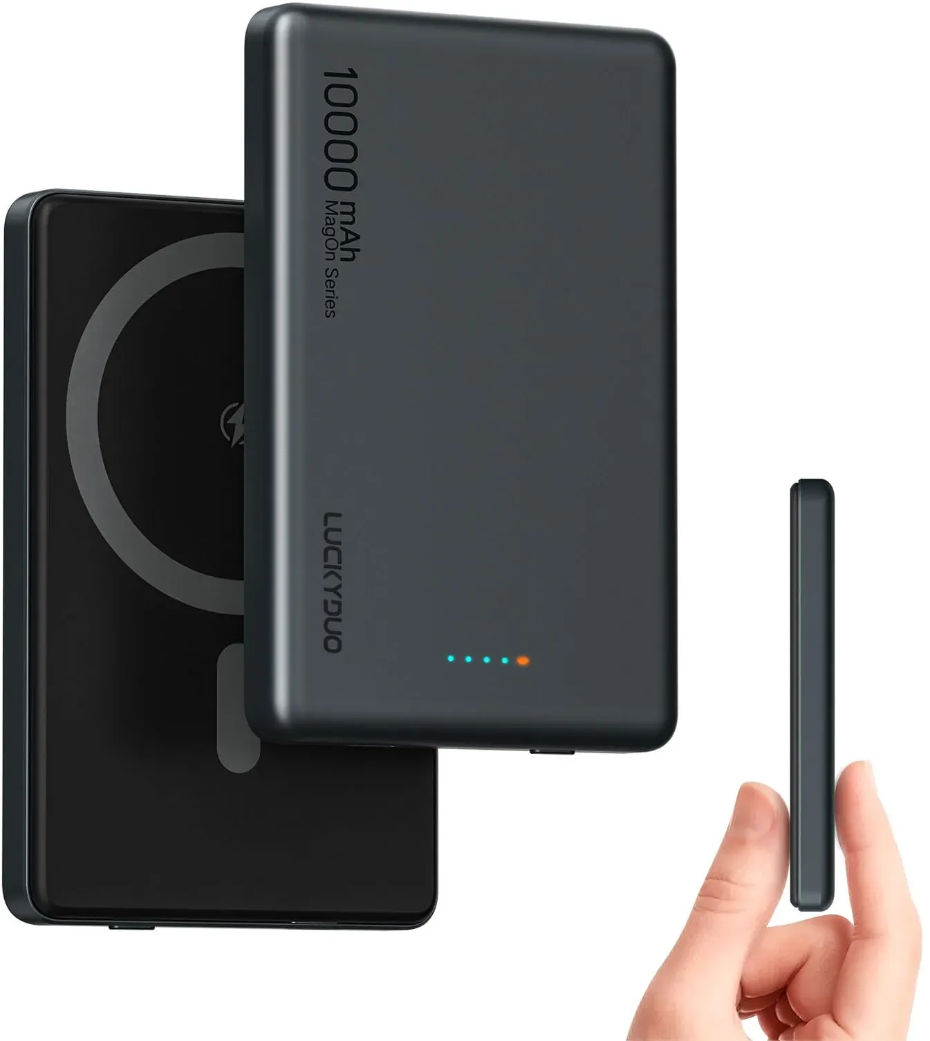 LUCKYDUO Mag-Safe Powerbank 10.000 mAh, 0.47 Zoll Ultra Dünn, Kabellose Magnetische Externer Akku, for Magsafe Tragbares Ladegerät, PD 20W USB-C Schnelles Aufladen für iPhone 15/14/13/12 Series