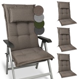 Beautissu 4er Set Premium Gartenstuhlauflage Hochlehner 120x50x7cm Dicke Polster Gartenstuhlauflage Hochlehner Auflagen Made in EU - Robuster Stoff & UV-Lichtechtheit HighLux HL Sitzkissen Taupe