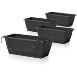 Spetebo Balkon Blumenkasten 40 x 15 x 15 cm Anthrazit Komplettset