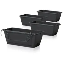 Spetebo Balkon Blumenkasten 40 x 15 x 15 cm Anthrazit Komplettset