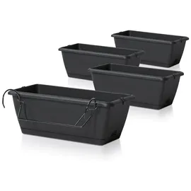 Spetebo Balkon Blumenkasten 40 x 15 x 15 cm Anthrazit Komplettset