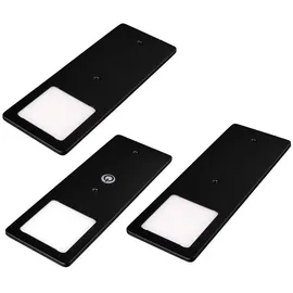 Kalb Material Für Möbel kalb LED Unterbauleuchten schwarz 5W- sehr flache Küchenleuchte Touchdimmfunktion 3er Set Warmweiß