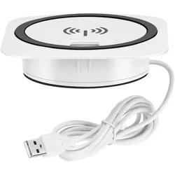 kalb   Einbau Schnellladegerät 15W, 7,5cm Ø, kabelloses Laden, 2x USB-Ports, Induktionsladegerät, weiß